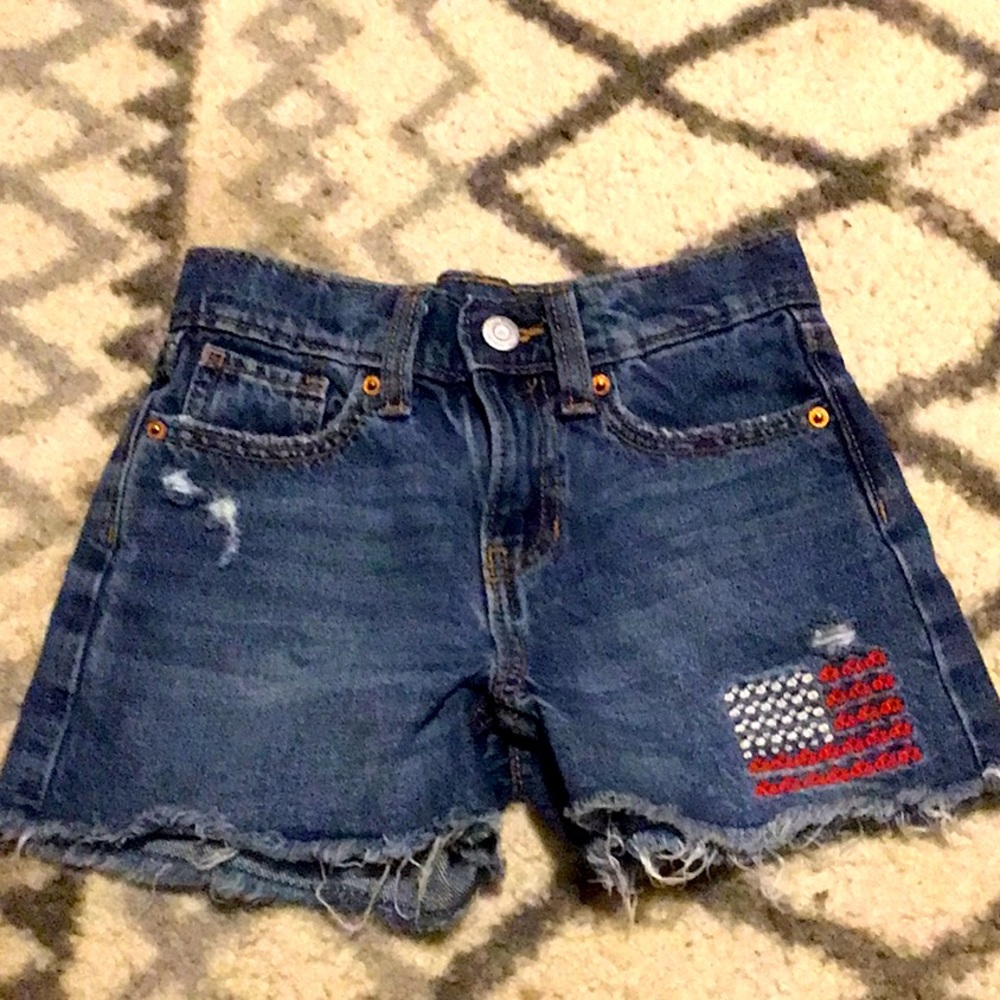 Girls denim flag shorts size 6